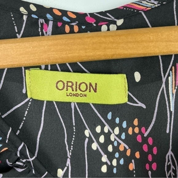 ORION London Black Pink Floral Print Mini Dress V-neck 3/4 Sleeve - Picture 9 of 10